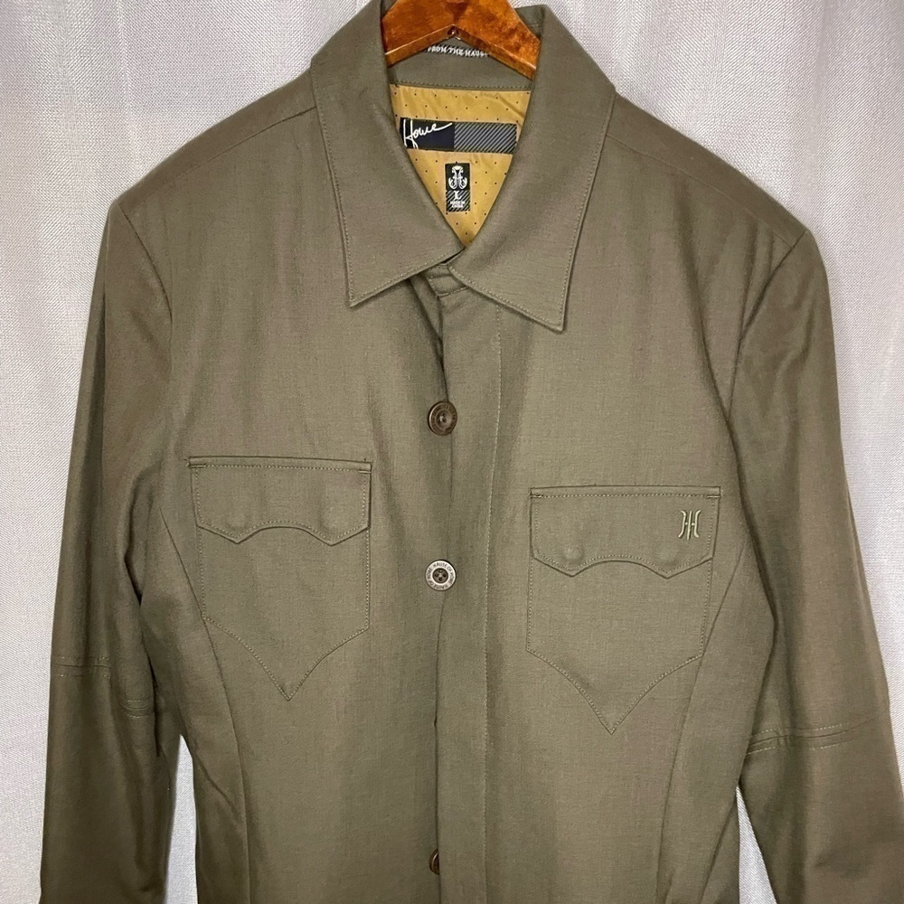 Military Style Hause of Howe Men’s Distressed Khaki Jacket Cotton sz 44‍‍‍‍‍‍‍‍﻿